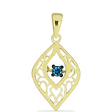 Pandantiv din Argint 925 Placat cu Aur ( 1.03 grame ) cu Diamant Albastru 0.06 Carate