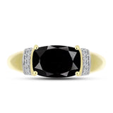 Inel din Argint 925 Placat cu Aur ( 4.4 grame ) cu Obsidian și Topaz Alb 2.94 Carate