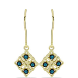 Cercei din Argint 925 Placat cu Aur ( 2.16 grame ) cu Diamant Albastru 0.1 Carate