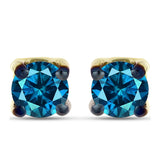 Cercei din Argint 925 Placat cu Aur ( 0.87 grame ) cu Diamant Albastru 0.22 Carate