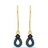 Cercei din Argint 925 Placat cu Aur ( 1.4 grame ) cu Diamant Albastru 0.14 Carate
