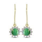 Cercei din Argint 925 Placat cu Aur ( 2.1 grame ) cu Turcoaz Verde Mojave și Topaz Alb 1.42 Carate