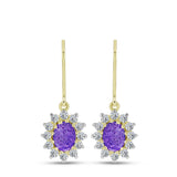Cercei din Argint 925 Placat cu Aur ( 2.64 grame ) cu Charoit și Topaz Alb 2.83 Carate