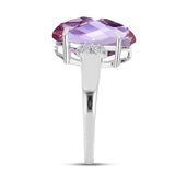 Inel din Argint 925 ( 3.19 grame ) cu Ametist Rose de France și Topaz Alb 9.24 Carate