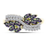 Inel din Argint 925 Placat cu Aur ( 2.44 grame ) cu Topaz Mistic Verde și Topaz Alb 0.91 Carate