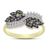 Inel din Argint 925 Placat cu Aur ( 2.44 grame ) cu Topaz Mistic Verde și Topaz Alb 0.91 Carate