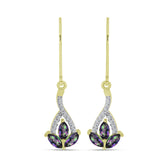 Cercei din Argint 925 Placat cu Aur ( 1.8 grame ) cu Topaz Mistic Verde și Topaz Alb 0.85 Carate