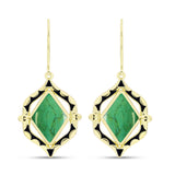 Cercei din Argint 925 Placat cu Aur ( 5.14 grame ) cu Turcoaz Verde Mojave 6.92 Carate