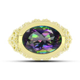 Inel din Argint 925 Placat cu Aur ( 6.63 grame ) cu Topaz Mistic Verde 5.18 Carate