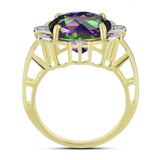 Inel din Argint 925 Placat cu Aur ( 4.14 grame ) cu Topaz Mistic Verde și Topaz Alb 6.03 Carate
