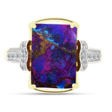 Inel din Argint 925 Placat cu Aur ( 3.67 grame ) cu Turcoaz de Cupru Violet și Topaz Alb 6.8 Carate