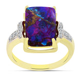Inel din Argint 925 Placat cu Aur ( 3.67 grame ) cu Turcoaz de Cupru Violet și Topaz Alb 6.8 Carate