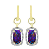Cercei din Argint 925 Placat cu Aur ( 4.89 grame ) cu Turcoaz de Cupru Violet și Topaz Alb 5.58 Carate