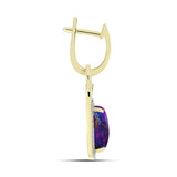 Cercei din Argint 925 Placat cu Aur ( 4.89 grame ) cu Turcoaz de Cupru Violet și Topaz Alb 5.58 Carate