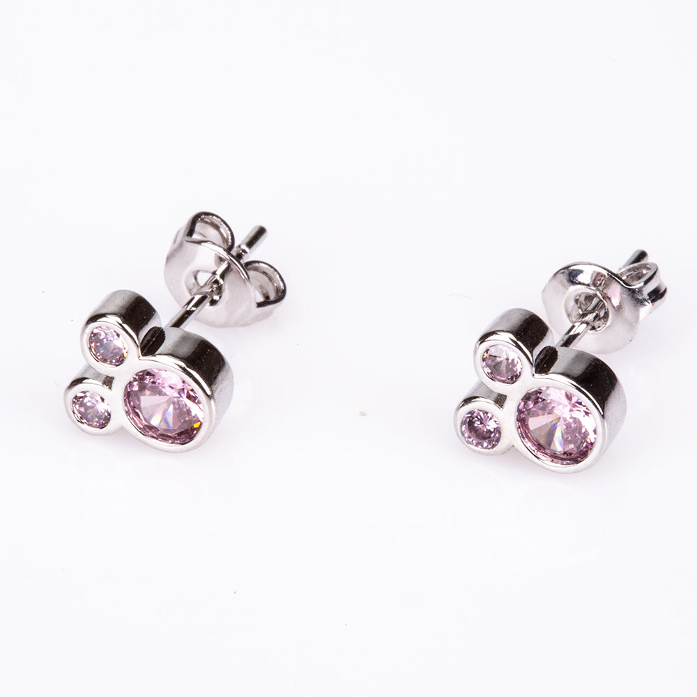 Set din Aliaj Placat cu Aur Alb cu Cristal Roz Emporia® ( Colier+Cercei+Pandantiv )