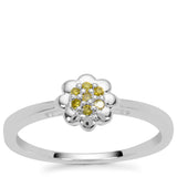 Inel din Argint 925 ( 2.15 grame ) cu Diamant Galben 0.06 Carate