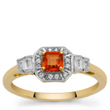 Inel din Aur de 9K ( 2.14 grame ) cu Safir Roșu și Zircon Alb 0.7 Carate
