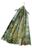 Eșarfă-Șal din Mătase 100% Autentică, 90cm x 180cm, Model Pictură Fermă, Verde - Multilady.ro