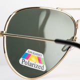 Emporia Italy - Ochelari de Soare polarizați, Aviator "ORIGINAL", cu husă și lavetă de curățare, lentile clasice verzi închis, ramă aurie.