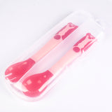 Set de linguri și furculițe pentru copii cu senzor de căldură, pliabile, fără BPA, culoare: roz