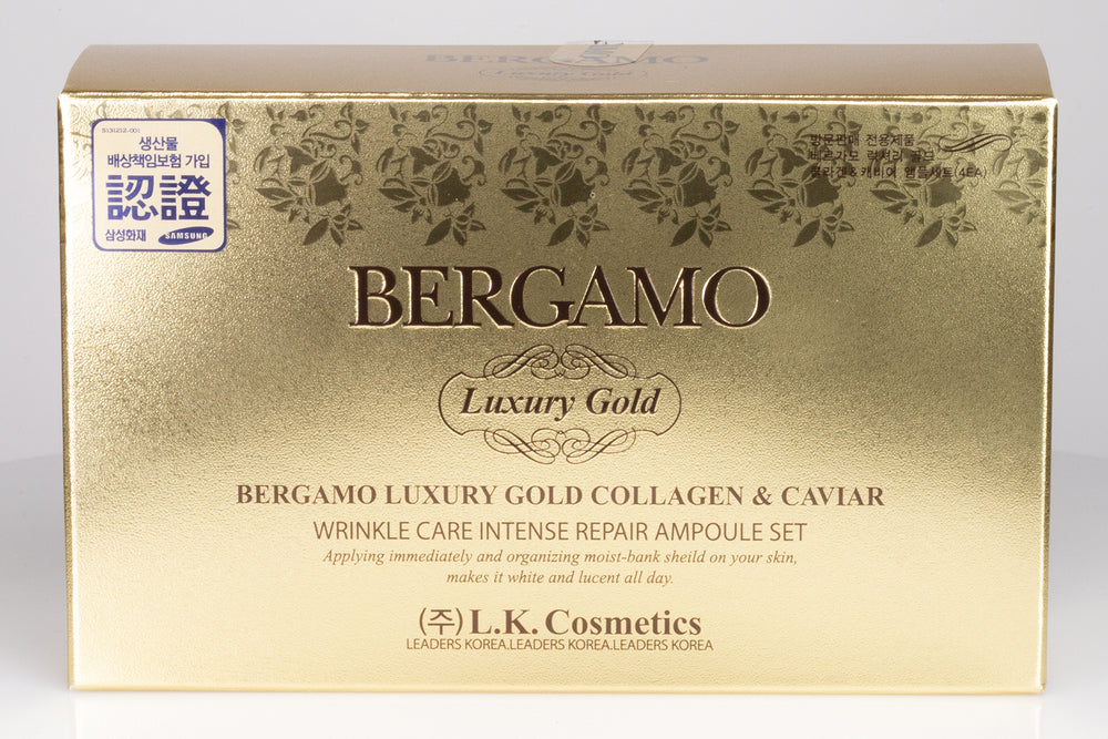 Set de 4 Fiole cu Colagen și Caviar,13ml x 4, BERGAMO LUXORY GOLD