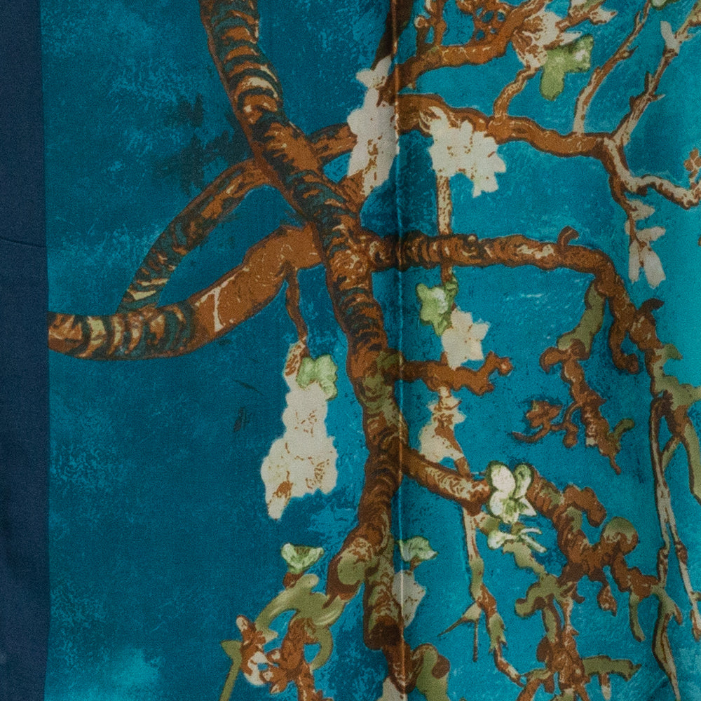 Eșarfă 100% Mătase, 90 cm x 180 cm, Van Gogh ”Flori de migdale