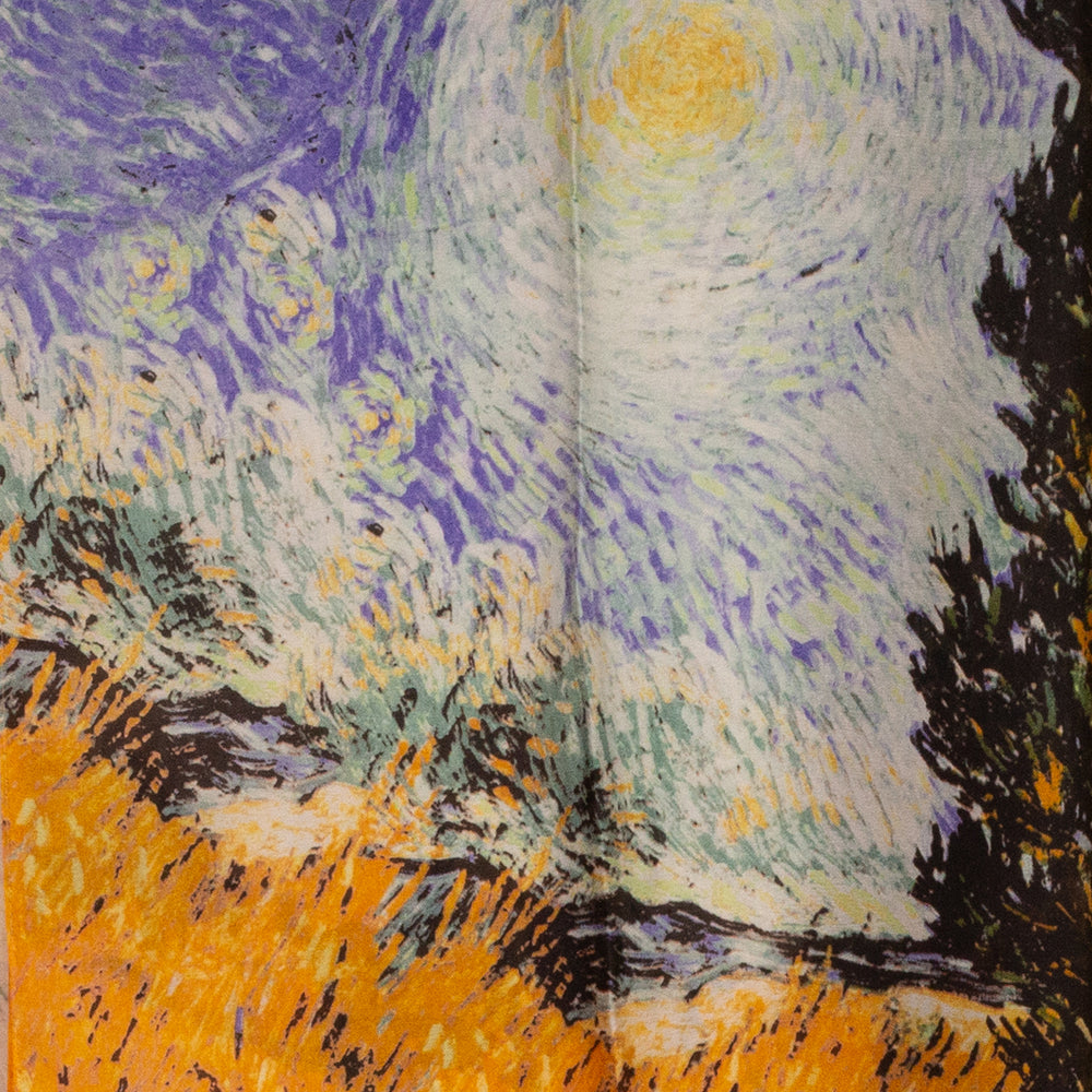 Eșarfă 100% Mătase, 90 cm x 180 cm, Van Gogh ”Noapte înstelată”