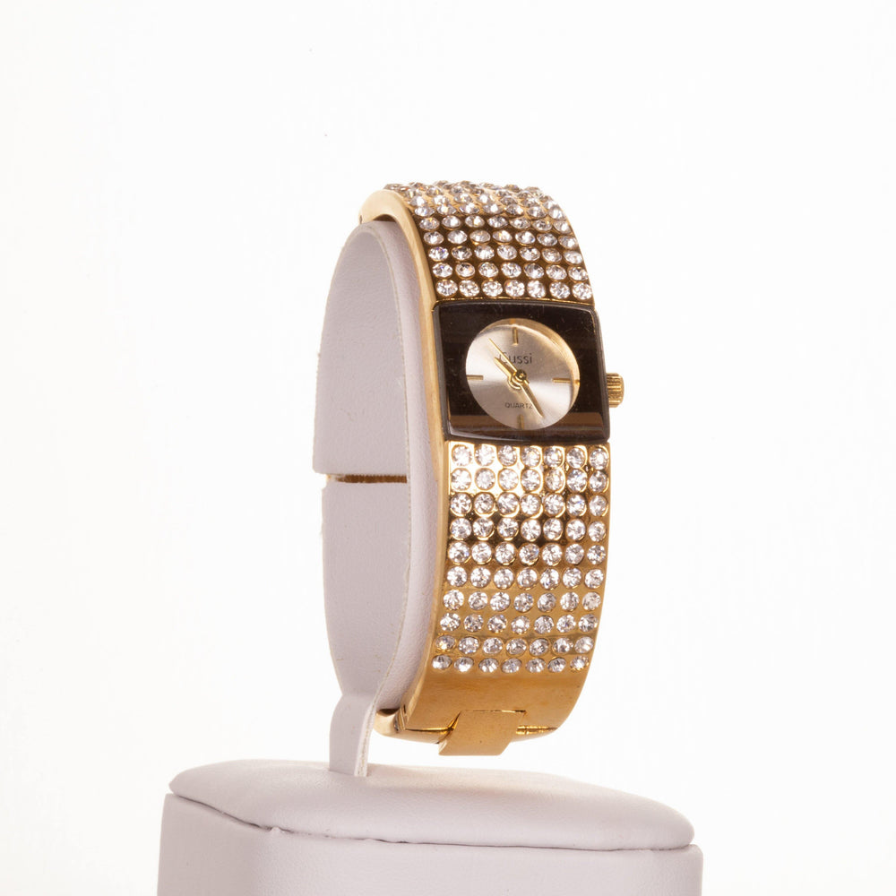 Ceas din Aliaj de Culoare Aurie CUSS de damă, cu 7 rânduri de cristale cuarț - Multilady.ro