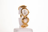 Ceas din aliaj de Culoare Aurie AW de damă, curea cu simboluri infinite și 4 cristale de cuarț - Multilady.ro
