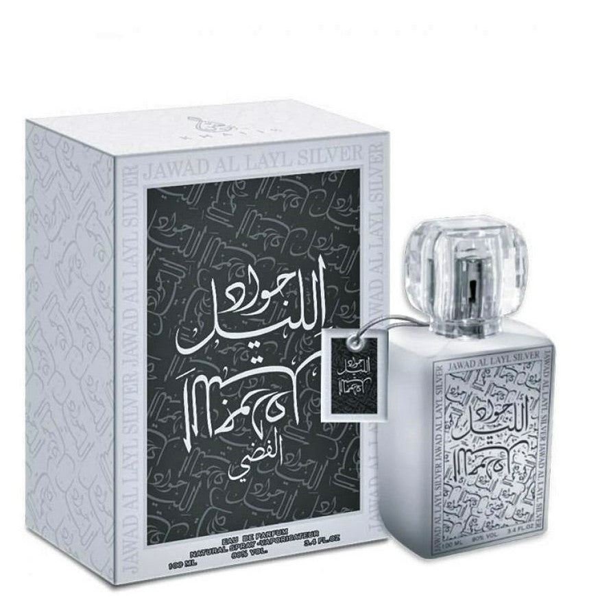100 ml  Eau de Perfume Jawad Al Layl Silver cu Arome Fructate și Mosc pentru Bărbați și Femei