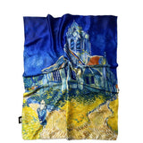 Eșarfă-Șal de Mătase, 70 cm x 180 cm, Model Van Gogh - The Church At Auvers - Multilady.ro