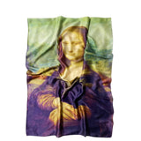 Eșarfă-Șal de Mătase, 70 cm x 180 cm, Model Leonardo Da Vinci - Mona Lisa - Multilady.ro