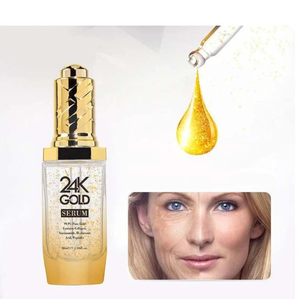 Serum cu particule de aur 24K întineritor cu acid hialuronic și colagen